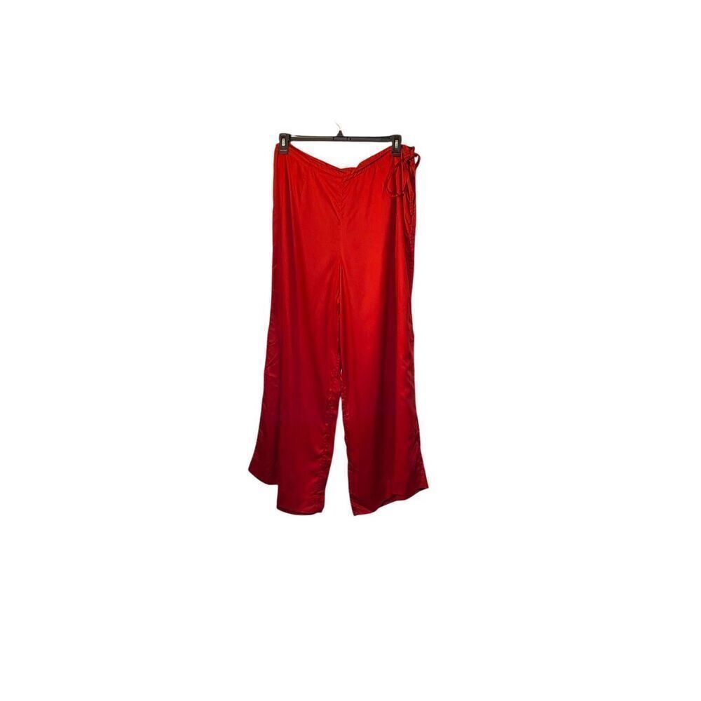 Fabindia women’s red side zip, wide leg pants size XL